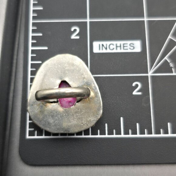 925 Sterling Silver Plated Druzy Quartz Ring Size 7 Bezel Setting Statement - Picture 11 of 12